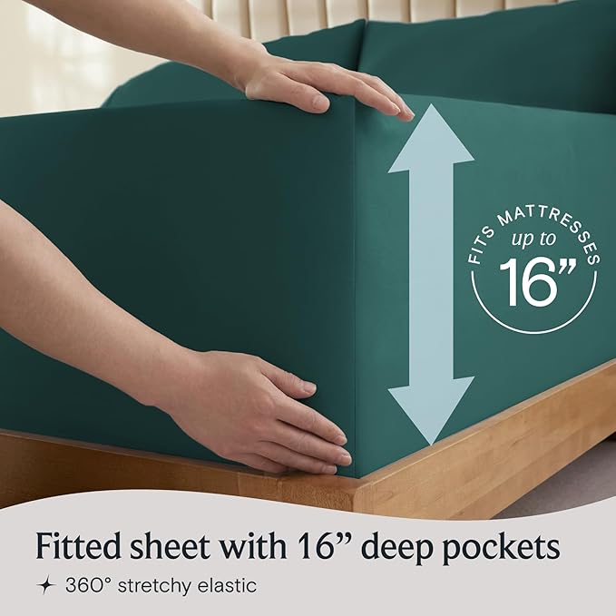 LuxClub 3 PC Sheet Bed Sheets Deep Pockets 18" Eco Friendly Wrinkle Free-Kids-Fitted Sheets Machine Washable Hotel Bedding Silky Soft - Emerald Twin