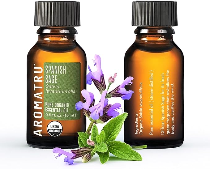 AromaTru Breathe Essential Oil Kit – Spanish Sage, Pine, Lemon Eucalyptus, and Ravintsara – Organic & Wildcrafted – ISO Certified – No Synthetic Fillers – Ethically Sourced