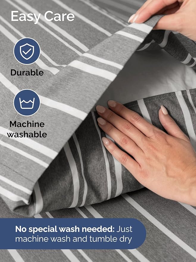 Extra Deep Queen Sheet Set - 6 Piece Breathable and Cooling Sheets - Hotel Luxury Bedding for Women, Men, Kids & Teens - Easy Secure Fit - Soft and Wrinkle Free with Extra Deep Pockets - Grey Stripes