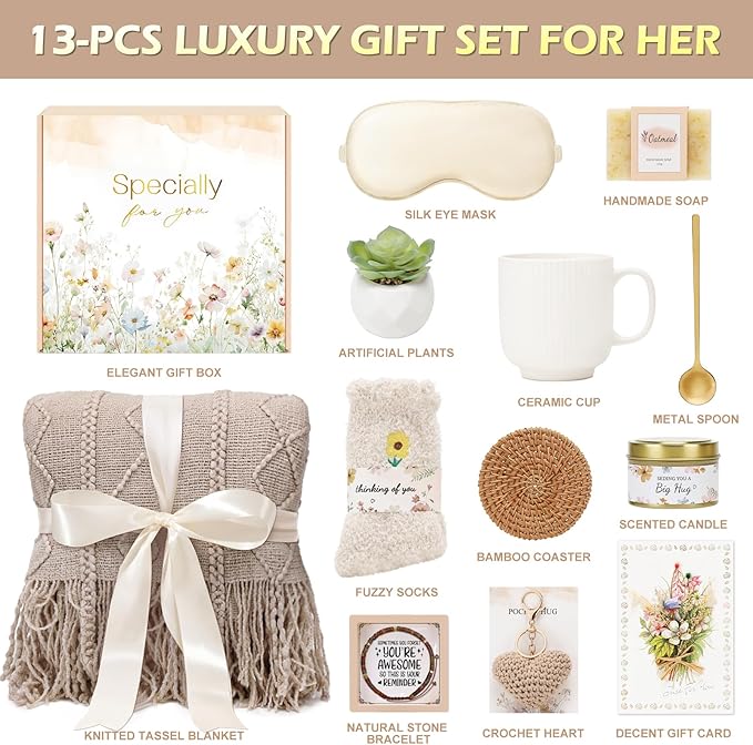 Mothers Day Gifts for Mom Wife Grandma Her Friends Sister,Birthday Gifts for Women Mom Daughter, Get Well Self Care Gift,Sympathy Gift Baskets Spa Gifts Set Thinking of You Inspirational Gift