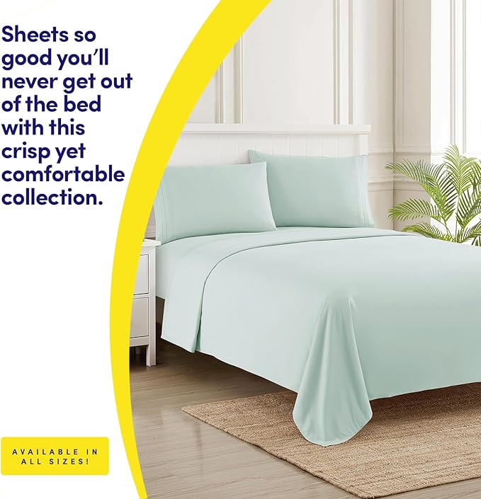 1500 Supreme Collection Queen Sheet Sets Mint Green - Luxury Hotel Bed Sheets and Pillowcase Set for Queen Mattress - Extra Soft, Elastic Corner Straps, Deep Pocket Sheets, Queen Mint Green