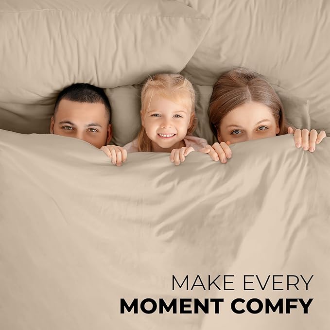 ROYALE LINENS 3 Piece Twin XL Sheets Set - Soft Brushed 1800 Microfiber Bedding - 1 Fitted and 1 Flat Sheet, 1 Pillow case - Wrinkle Free & Fade Resistant - Hotel Luxury Bed Sheets (Sand, Twin XL)
