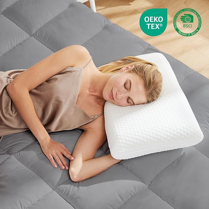 DUMOS Memory Foam Pillows for Sleeping, 1 Pack Bed Pillows for Adults with Washable Cover and Breathable Mesh, Gel Cooling Pillow for Back and Side Sleeper Support, White