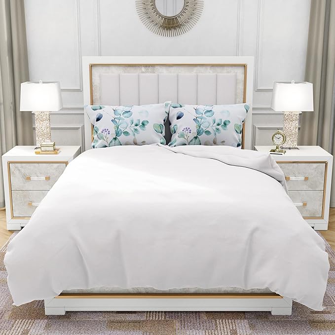 YIYEA Pillow Cases Queen Size Set of 2, Ultra Soft Double Brushed Microfiber Pillowcases Queen, Floral Bed Pillow Covers, Fade Resistant, Easy Slip-On (20"x30")