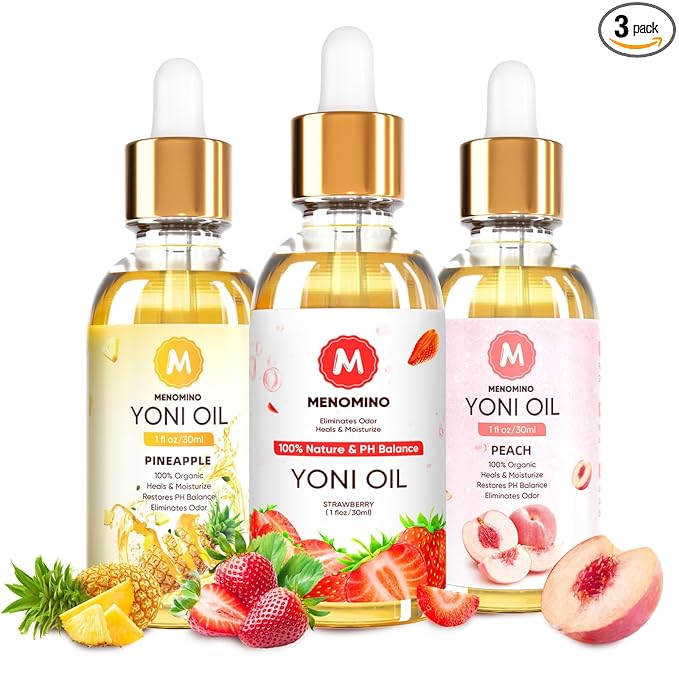 3 Pack Yoni Oil Feminine Oil for Women pH Balance - Feminine Deodorant with Pineapple Peach Strawberry Essential Oil, 1 fl oz/pc