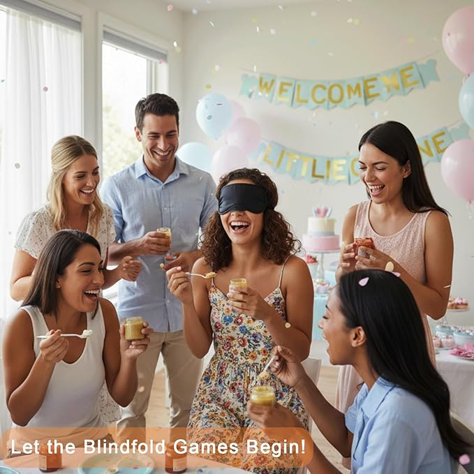 24 Pack Blindfold Eye Mask Cover Sleep Mask for Party Games Travel Sleep Team Build Party Supply with Adjustable Strap for Women Men Kids, Light Blue