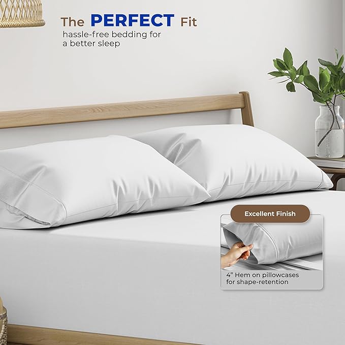 Thread Spread 100% Egyptian Cotton King Size Pillow Cases Set of 2 - Luxury 1000 Series Paradise Collection Pillow Cases King Size (Silver Grey), Soft Cooling Hotel Egyptian Cotton Pillowcases