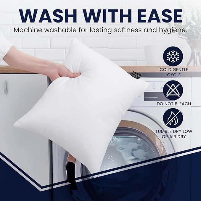 Bed Pillows for Sleeping, Set of 2 – Cooling, Hotel Quality with Soft Down Alternative Fill for Back, Stomach & Side Sleepers | White 100% Cotton King