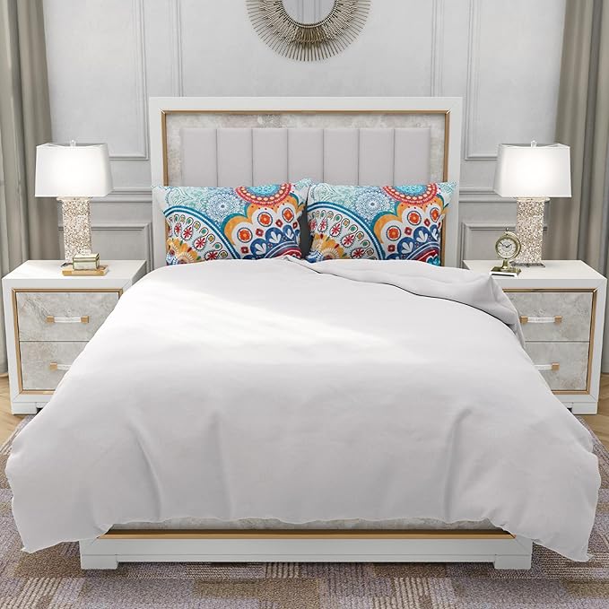 YIYEA Pillow Cases Queen Size Set of 2, Ultra Soft Double Brushed Microfiber Pillowcases Queen, Boho Bed Pillow Covers, Fade Resistant, Easy Slip-On (20"x30")