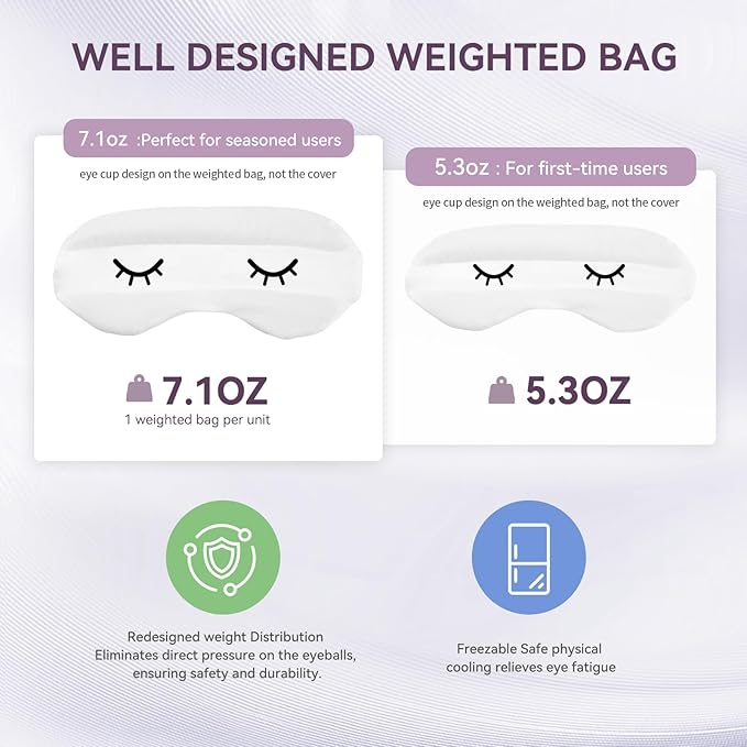 Lyocell Weighted Sleep Eye Mask for Women Men, 7oz & 5.3oz, Removable Washable Weighted Bag, Light Blocking Eye Cover, Soft Eye Shade for Travel Essentials, Office Naps, Gift,Purple