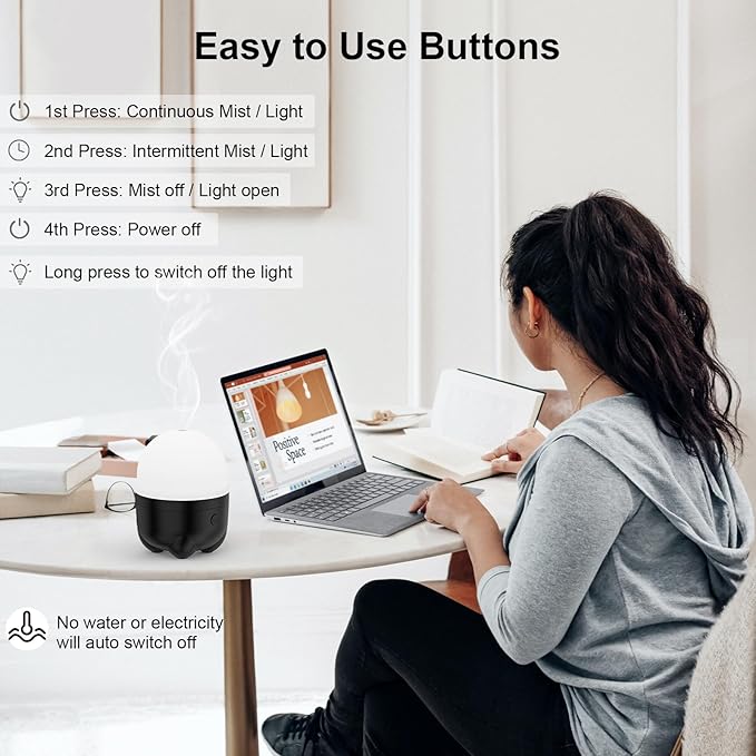 Marchred Cordless Diffuser, Battery Operated Diffuser for Essential Oils, Rechargeable Portable Aromatherapy Cool Mist Air Humidifier with 7 Color Changing Light, for Home Room Office Travel