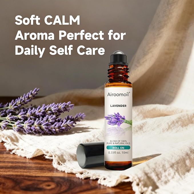 Lavender Essential Oil Roll-On10mL, Natural Plant Aromatherapy Rollerball Oil, Portable Travel Size, Gentle Skin Care, Calming Scent for Relaxation, Meditation, Yoga & Daily Use, Female Gift