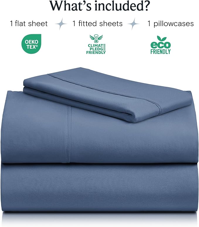 LuxClub 3 PC Sheet Bed Sheets Deep Pockets 18" Eco Friendly Wrinkle Free-Kids-Fitted Sheets Machine Washable Hotel Bedding Silky Soft - Oxford Twin