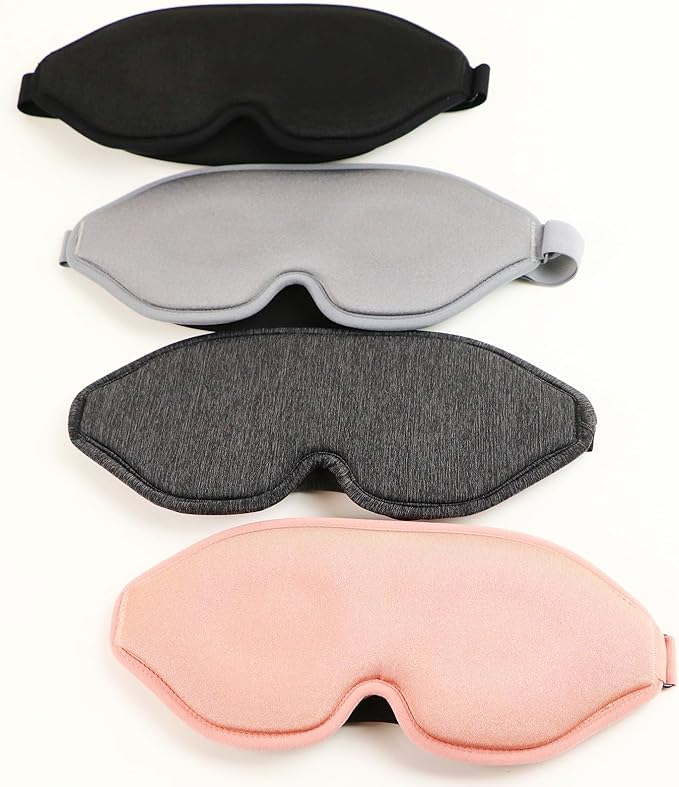 2 Pack Sleep Masks 3D Contoured Eye Mask for Sleeping Upgraded Slanted Nose Wing Light-Blocking Fits Side Sleepers
