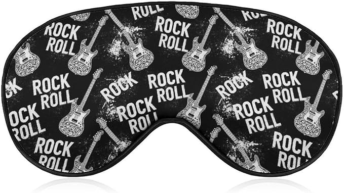 SWEET TANG Sleep Eye Mask for Men Women Sleeping Compatible with Rock and Roll Musical Instruments Music Guitar, Comfortable with Elastic Strap, Blocks Light Sleeping Blindfold for Nap Travel Office