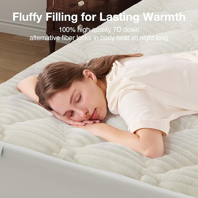 Novilla Fleece Mattress Topper California King, Warm Sherpa Mattress Pad, Cloud-Like Soft Bed Cover for Winter, Deep Pocket fits up to 21", Machine Washable