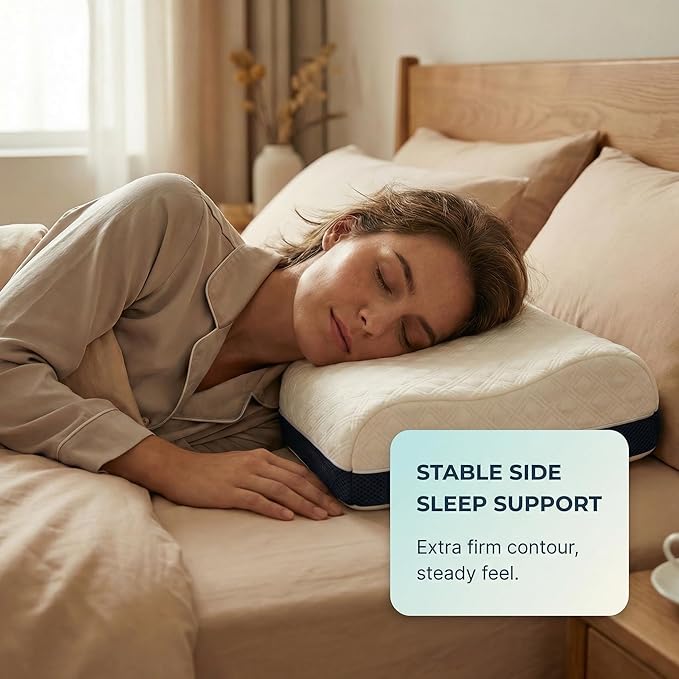 Extra Firm Pillow for Sleeping - Hard Memory Foam Neck Support for Side Sleepers, Heavy Duty High Density Bed Contour Pillow, Spinal Alignment & Cooling Comfort, Washable Cover