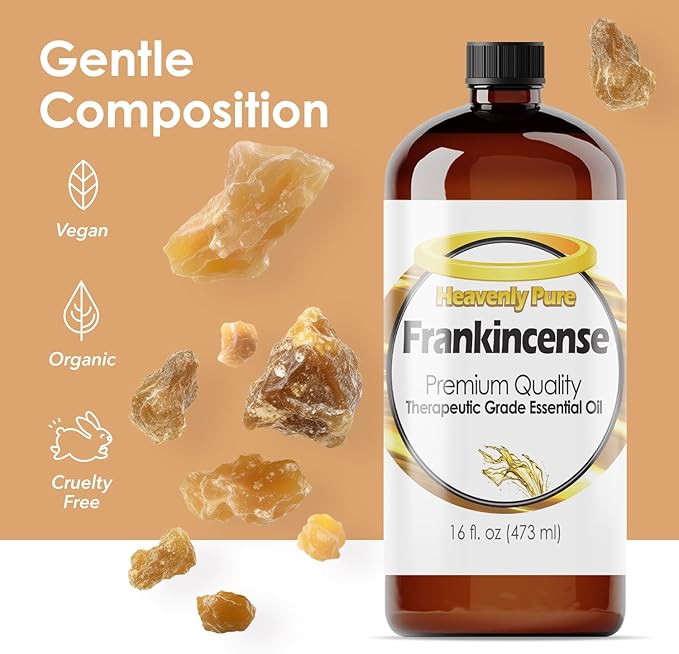 Heavenly Pure Frankincense Essential Oil 16 Fl Oz (Pack of 1) Large Bottle for Aromatherapy Diffusers and DIY Blends