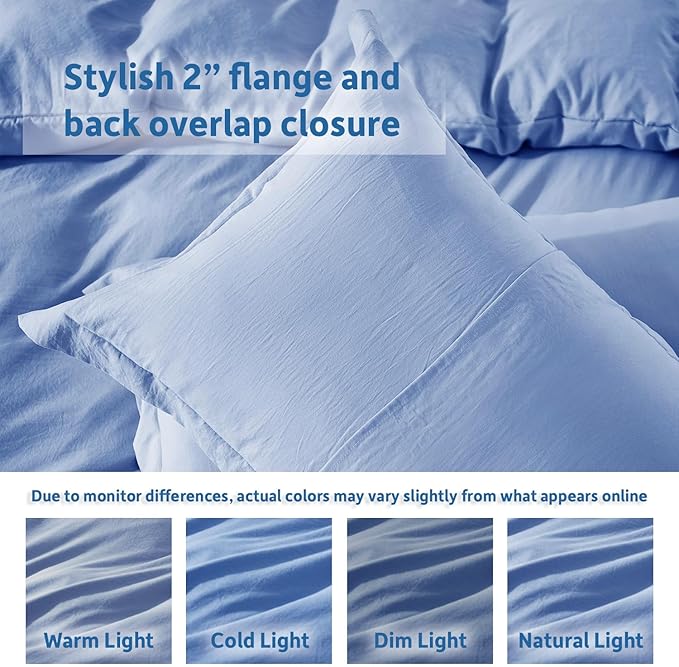 Nestl Calm Blue Duvet Cover Queen Size - Soft Double Brushed Queen Duvet Cover Set, 3 Piece, with Zipper Closure, 1 Duvet Cover 90x90 inches and 2 Pillow Shams