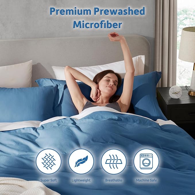 Nestl Blue Heaven Duvet Cover Full Size - Soft Double Brushed Full Size Duvet Cover Set, 3 Piece, with Zipper Closure, 1 Duvet Cover 80x90 inches and 2 Pillow Shams