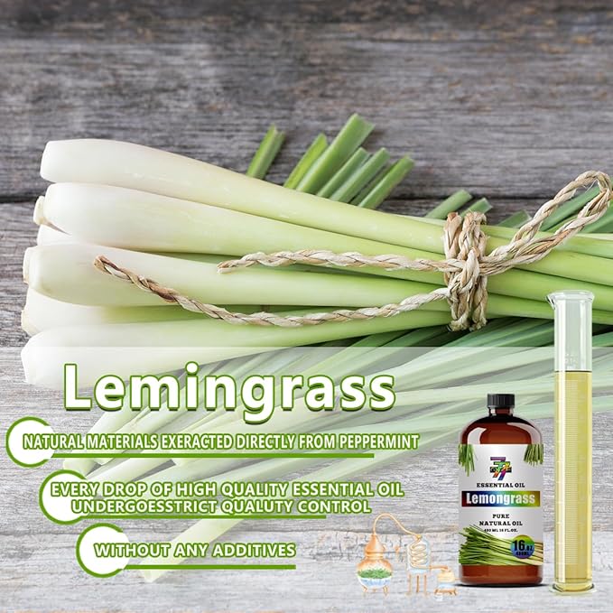 Lemongrass Essential Oil - Lemongrass Oils for Diffusers, Humidifiers, DIY Candles, Soap, Cleaning, Home, Office, Yoga, Massage, Gifts - 16 fl oz (480 ml) - GV77ZF