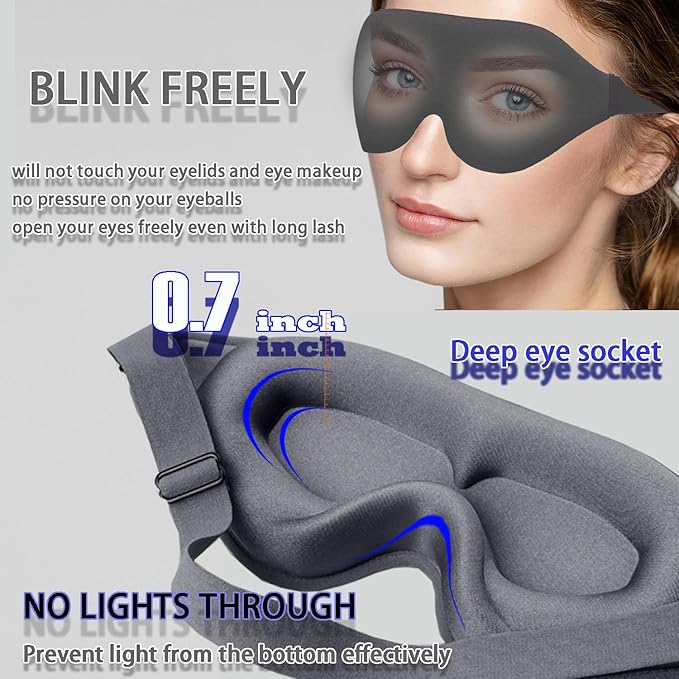 Eye Mask for Lash Extensions, Gray Sleep Mask for Lash Extensions for Women Men, 3D Contoured Lash Extension Sleep Mask, Lash Protector Breathable Soft Shade Cover for Travel Yoga Nap