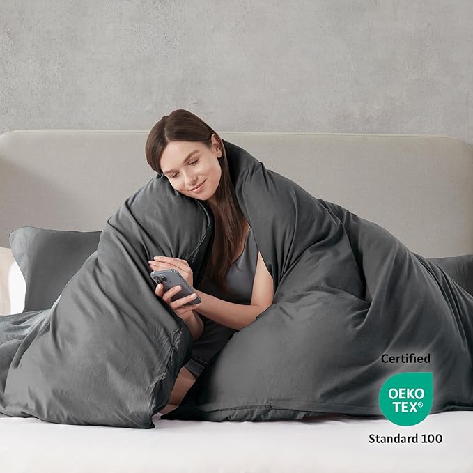 Nestl Grey California King Duvet Cover Sets - Soft Double Brushed Cal King Duvet Cover, 3 Piece, with Zipper Closure, 1 Duvet Cover 104x98 inches and 2 Pillow Shams