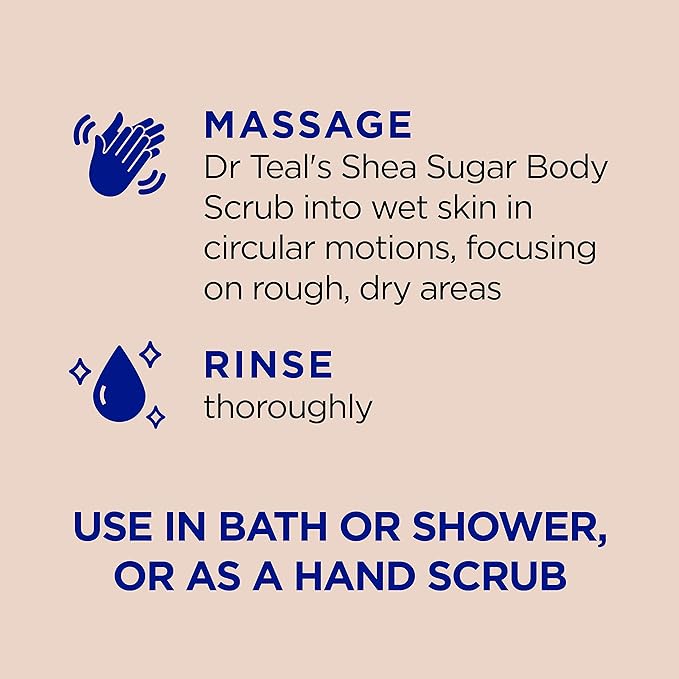 Dr Teal's Shea Sugar Body Scrub, Shea Butter with Almond Oil & Essential Oils, 19 oz (Pack of 3)