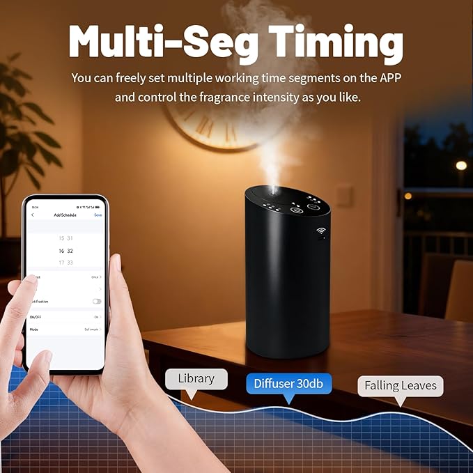 Waterless Diffuser, Rechargeable Hotel Scent Diffuser, 1500 Sq Ft Coverage, for Home, Large Room, Spa, Cream，Voice Control Smart AI