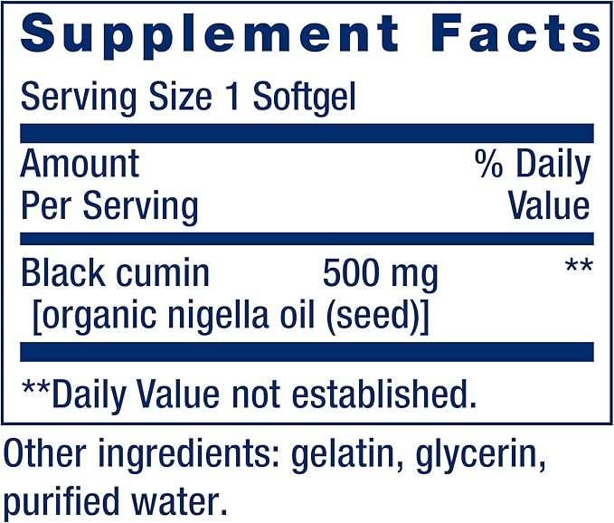 Life Extension Black Cumin Seed Oil, Black Cumin, Immune Health Support, Whole-Body Health, Healthy Aging, Gluten Free, Non-GMO, 60 softgels