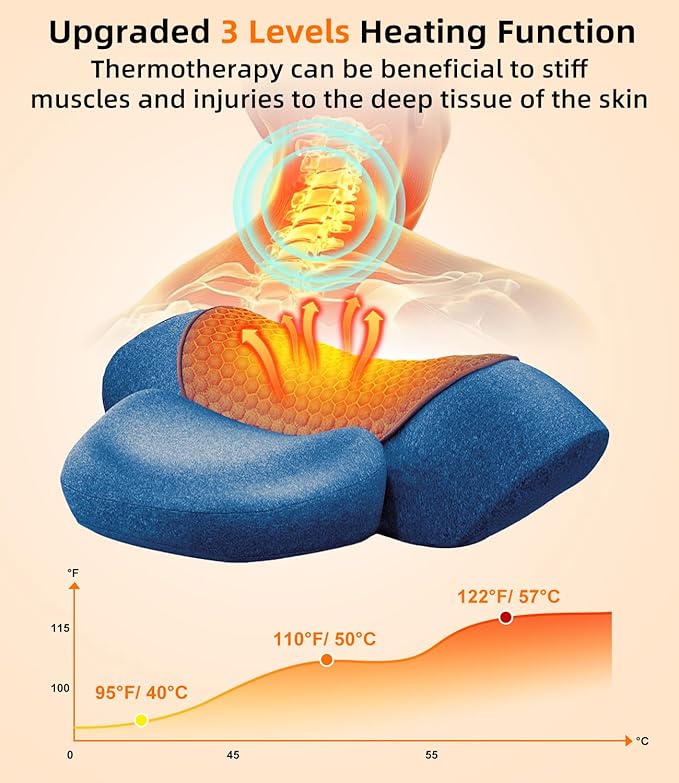 Upalled Neck Cervical Pillows, Rechargeable Neck Massager Cervical Pillows Neck Hump for Shoulder Pain