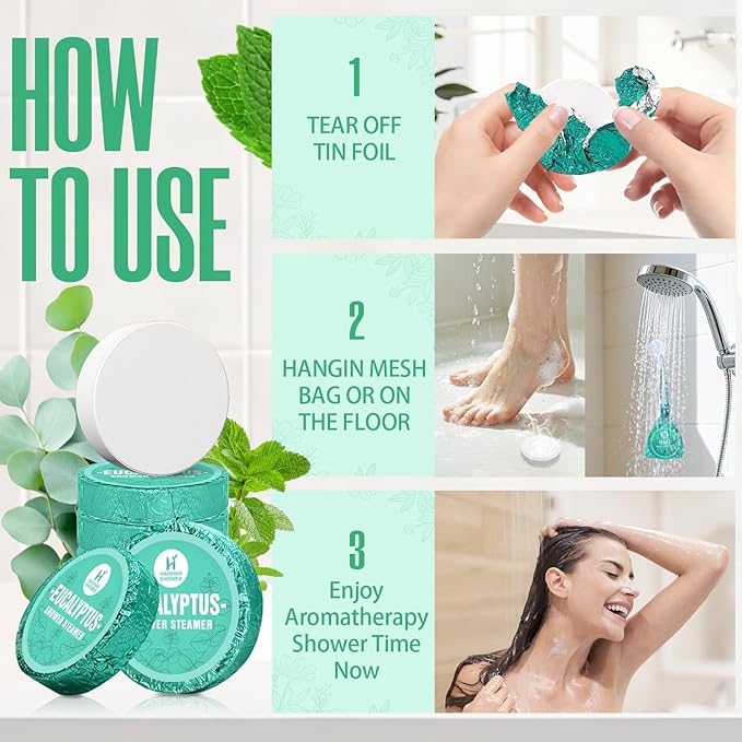 Shower Steamers Aromatherapy, Basket Set for Mothers Day Gifts for Mom, Organic Eucalyptus & Mint Essential Oil, 5-Pack Shower Bombs Birthday Gifts for Women Men, Teacher Appreciation Gifts for Wife