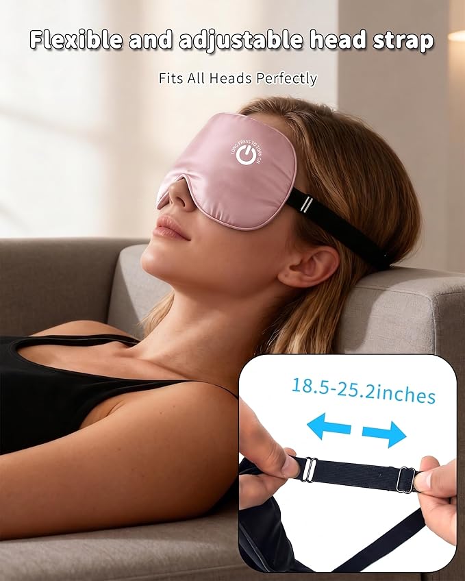 Heated Eye Mask for Dry Eyes (Pink) - USB Rechargeable Eye Warmer with 100% Pure Mulberry Silk, FSA- HSA Eligible, Eye Relief, Improved Sleep, 22 Momme Cordless Warm Compress for Beauty Sleep