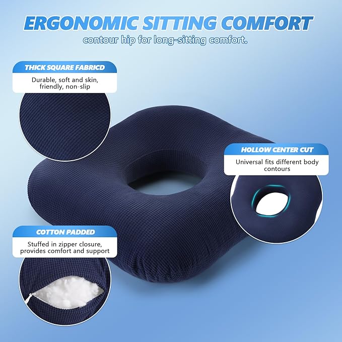 Donut Pillow Tailbone Pain Relief Cushion Bed Sores, Bed Sore Cushions for Butt, Positioning Pillow, Anti-Decubitus Pad for Hemorrhoids, After Surgery (Pink)