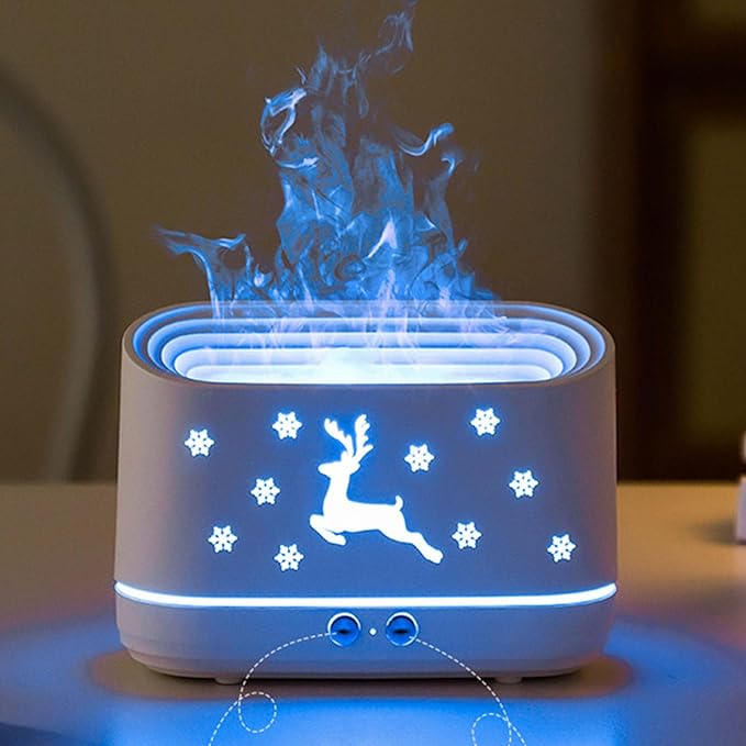 Flame Pattern Air Diffuser Humidifier, Large 300ml Capacity Quiet Mist Maker with Dual Spray Modes, Flame Effect Essential Oil Diffuser for Home Office Bedroom