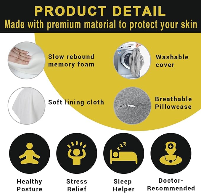 anzhixiu Long Knee Pillow for Side Sleeper Fully Support Thighs and Knees for Sciatica, Back, HIPS, Knees, Joints Pain Relief - Leg Pillow for Side Sleeping Between Legs Aligns Spine- Pure Gray