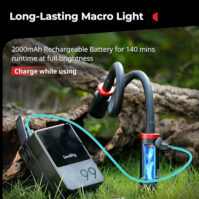 SmallRig RM 03 Macro Photography LED Light - 2 Pack, Adjustable Beam Angle, 5 Colors CRI95 TLCI92, Bendy Light with Cold Shoe Extension Bar, Clamp, Diffuser, Spotlight, Barndoor, Gobos, Stake - 5796