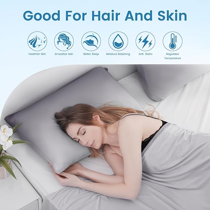 LUXEAR Cooling Pillow Cases, 2 Pack Queen Size Arc-Chill Q-max > 0.5 Gradient Cool Pillowcases for Hair Skin,Breathable Silky Cooling Summer Pillow Cover for Hot Sleepers & Night Sweats- Gradient Gray