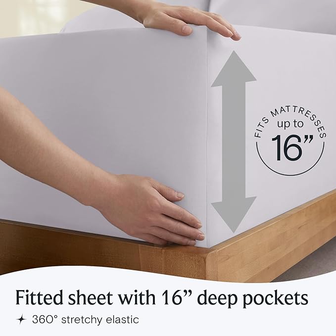 LuxClub 4 PC Sheet Set Bed Sheets Deep Pockets 18" Eco Friendly Wrinkle Free Cooling Machine Washable Hotel Bedding Silky Soft - Dove Gray King