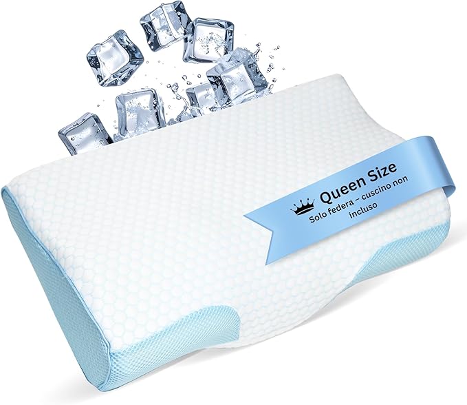 Derila Queen Size Cooling Pillowcase | Optimal Temperature Control for Your Memory Foam Pillow for Perfect Sleep. Quality Material White Pillowcase Pillows