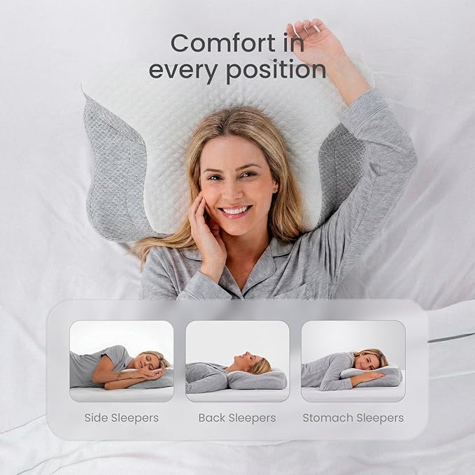 IWS I WANNA SLEEP Cervical Original Neck Plus Charcoal Premium Ergonomic Memory Foam Activated Charcoal Hypoallergenic Pillow for Neck and Back Pain Relief – Orthopedic Pillow