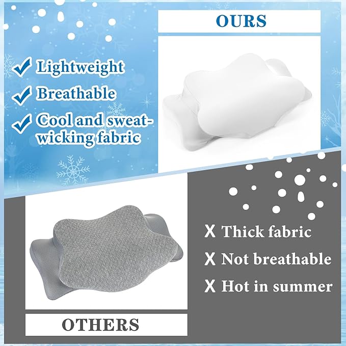 Hahafelt Cooling Cervical Pillowcase Cover with Envelope Closure (Only Pillow Case) Ergonomic Neck Pillowcase Smooth Soft Cool Pillow Cover for Side Back Stomach Sleepers(White,Standard Size)