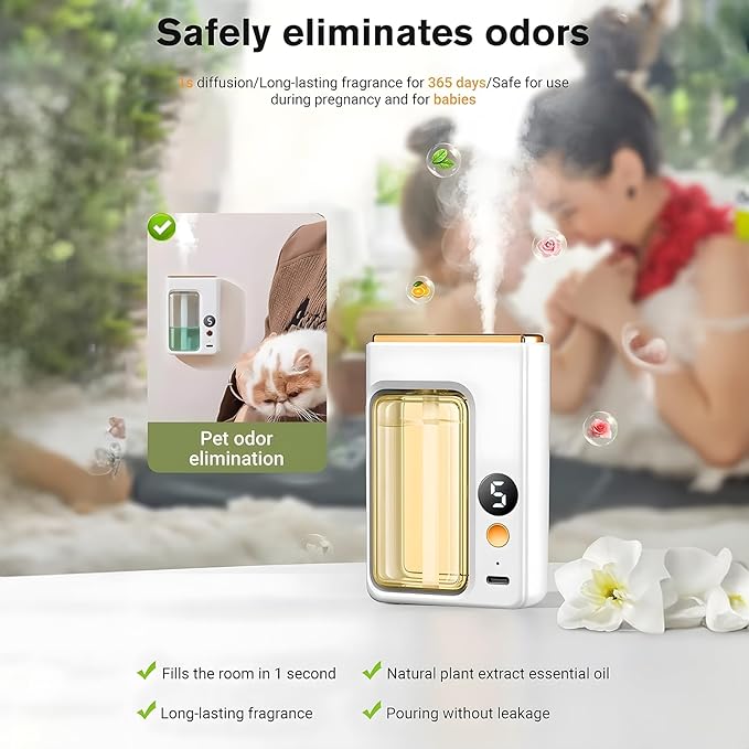 Automatic Aromatherapy Diffuser, Essential Oil Diffusers for Home, Digital Display Version of Aroma Diffuser, Replaceable Scent Diffusers for Home, Essential Oil Diffuser (Only True Me)