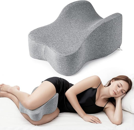 anzhixiu Long Knee Pillow for Side Sleeper Fully Support Thighs and Knees for Sciatica, Back, HIPS, Knees, Joints Pain Relief - Leg Pillow for Side Sleeping Between Legs Aligns Spine- Pure Gray