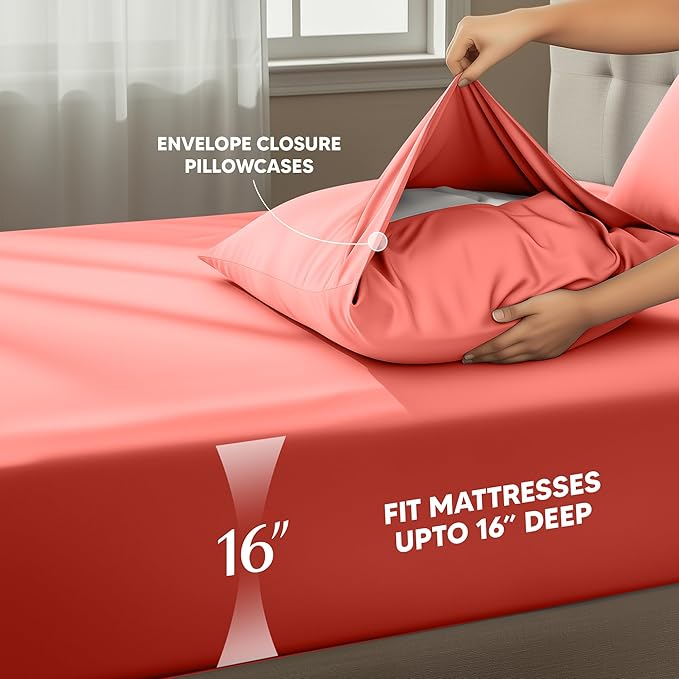 Utopia Bedding Twin Sheet Set – 3 Piece Bed Sheets for Twin Size Bed, Soft and Breathable Microfiber, Includes 1 Fitted Sheet, 1 Flat Sheet and 1 Pillowcase – Oeko Tex (Coral)