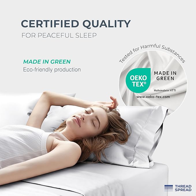 THREAD SPREAD 100% Egyptian Cotton King Size Pillow Cases Set of 2 - Luxury 1500 Series Pillow Cases King Size (White), Soft Cooling Envelope Closure Hotel Quality Egyptian Cotton Pillowcases
