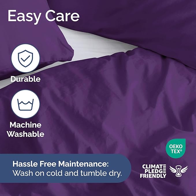 Duvet Cover Cal King Size Set - Extra Soft Cal King Duvet Cover 104" x 98" with 2 Pillow Shams - Hotel Luxury, Easy Care & Fade Free with Zipper Closures and Ties - Comfy, Cozy & Breathable (Purple)