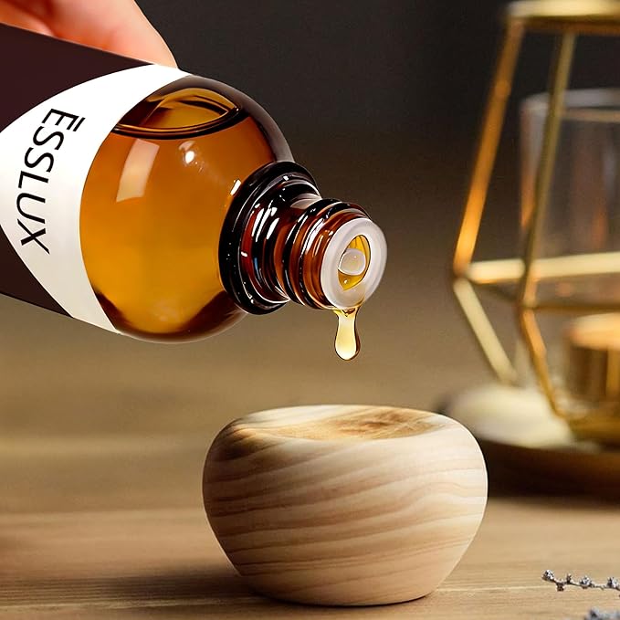 Lush Leather Fragrance Oil, ESSLUX 100ml 3.3 oz Large Single Scented Oils, Aromatherapy Essential Oils for Home for Diffuser, Massage, Soap, Candle Making Scents