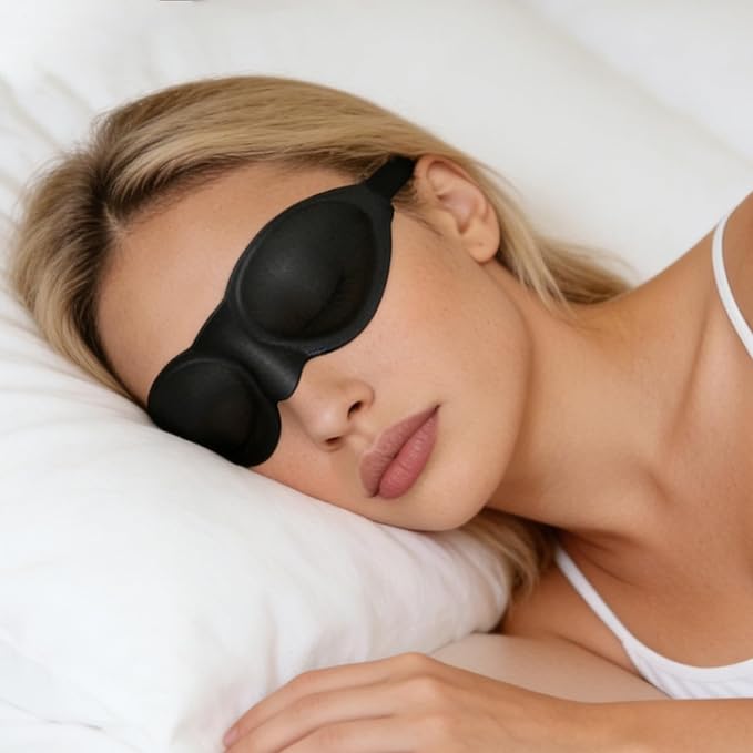 Moisture Chamber Sleep Mask for Dry Eyes, Reusable & Soft Silicone, One Size Fits Most – Lightweight Comfort for Insomnia, Travel & Meditation (Black)