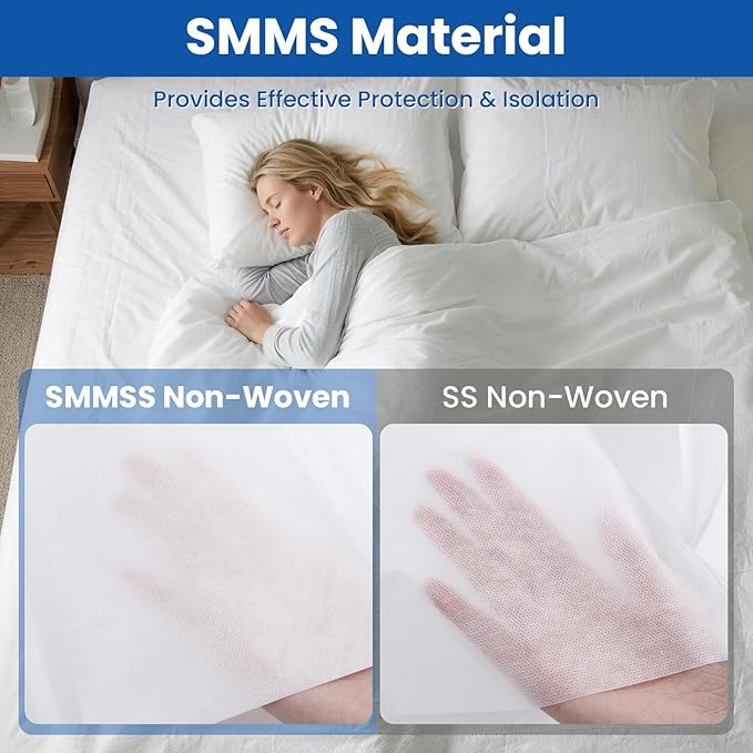 4 Pack Disposable Bed Sheets Fitted Sheet King Size, Disposable Travel Sheet for Hotel with Quilt Cover and Pillowcase,Disposable Sheets for Travel